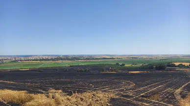 Hasat sırasında biçerdöver alev aldı, 90 dekar ekili buğday yandı