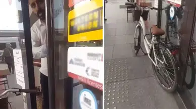 Rize'de kapısına bisiklet kilitlenen bankanın personeli içeride mahsur kaldı