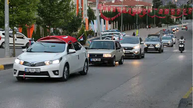 Karabük'te Filistin'e destek için araç konvoyu oluşturuldu