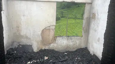 Rize'de tüp patlaması sonucu yangın çıkan ev zarar gördü