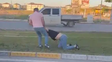 Eski eşini yerde sürükledi