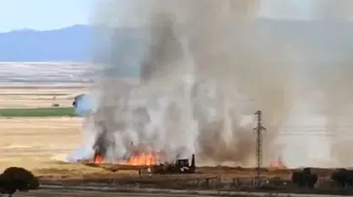 Gaziantep'te buğday tarlasında yangın