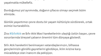 Emine Erdoğan'dan 'Dünya Çevre Günü' mesajı