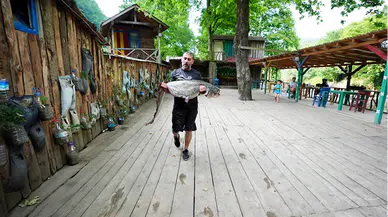 Melen Çayı'nda avlanan amatör balıkçının oltasına 52 kilogramlık yayın takıldı