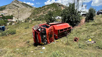 Tunceli'de itfaiye aracı, şarampole yuvarlandı; 3 yaralı