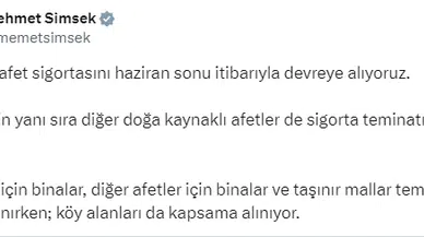 Bakan Şimşek: Zorunlu Afet Sigortası'nı devreye alıyoruz