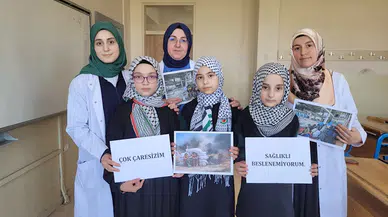 Samsun'da Anadolu İmam Hatip Lisesi öğrencilerinden İsrail'in Gazze'ye saldırılarına tepki