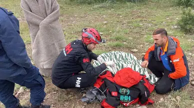 Çorum'da engebeli arazide düşerek yaralanan kadın ambulans helikopterle kurtarıldı