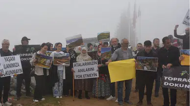 Giresun'da bir grup, Sandık Göl civarında turizm tesisi yapılmasını protesto etti