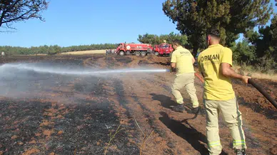  Çanakkale'de tarım arazisi yandı; 100 dönüm zarar gördü