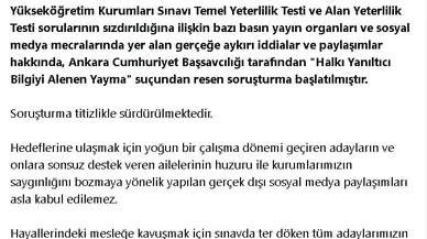 ÖSYM Başkanı Ersoy: Dezenformasyon amaçlı yapılan haberlerle ilgili hukuki süreç başlamıştır (2)