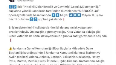 19 ilde 'Sibergöz-48' operasyonu: 65 gözaltı