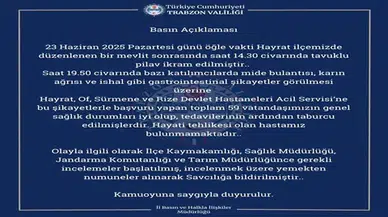 Trabzon'da mevlit sonrası tavuk-pilav yiyen 59 kişi zehirlenme şüphesiyle hastaneye kaldırıldı