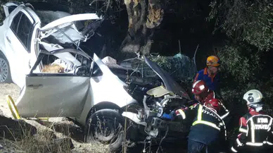 Zeytin bahçesine savrulan otomobildeki kaza: 2 ölü, 1 ağır yaralı