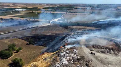 Lüleburgaz'da anız yangını; TEM ve D-100 kara yolu trafiğe kapatıldı, yangın kontrol altına alındı