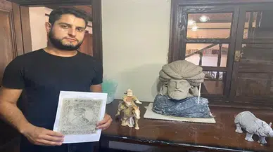 Suriye'li sanatçı, Yenişehir'de Sadrazam Sinan Paşa'nın büstünü yapıyor