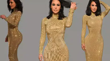 Kim Kardashian Yürümekte Zorlandı: Altın Elbisesi ve Dev Topukları Sosyal Medyada Gündem Oldu