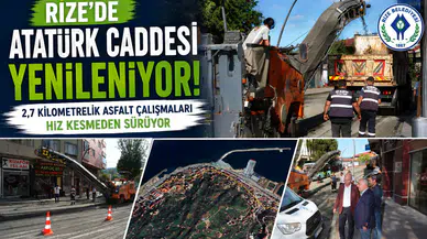 Rize'de Atatürk Caddesi Yenileniyor! 2,7 Kilometrelik Asfalt Çalışmaları Hız Kesmeden Sürüyor