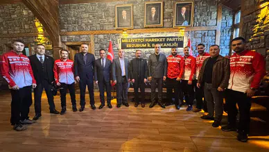 Curling Milli Takımı Avrupa Üçüncülüğü Sonrası MHP Erzurum İl Başkanlığında Ağırlandı