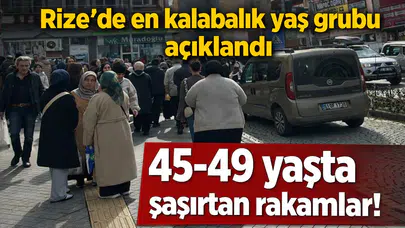 Rize'de en fazla nüfus 45-49 yaş grubunda, toplam nüfus 346 bin 947 kişi oldu