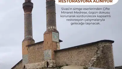 Çifte Minareli Medresede Restorasyona Alınıyor