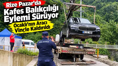 Rize Pazar’da Kafes Balıkçılığı Eylemi Sürüyor: Ocaklı’nın Aracı Vinçle Kaldırıldı