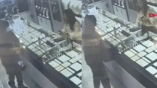 Oyuncak tabancayla kuyumcuyu soymaya kalktı, alarmı görünce kaçtı
