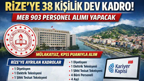 Rize’ye 38 Kişilik Kadro: MEB 903 Sözleşmeli Personel Alımı Yapacak