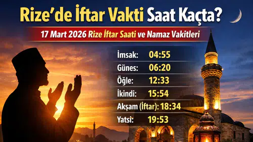 Rize’de İftar Vakti Saat Kaçta? 17 Mart 2026 Rize İftar Saati ve Namaz Vakitleri