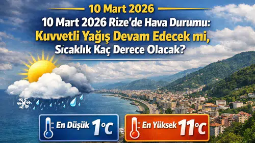 10 Mart 2026 Rize’de Hava Durumu: Kuvvetli Yağış Devam Edecek mi, Sıcaklık Kaç Derece Olacak?