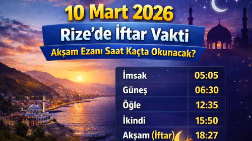 10 Mart 2026 Rize’de İftar Vakti: Akşam Ezanı Saat Kaçta Okunacak?