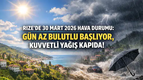 Rize’de 30 Mart 2026 Hava Durumu: Gün Az Bulutlu Başlıyor, Kuvvetli Yağış Kapıda!