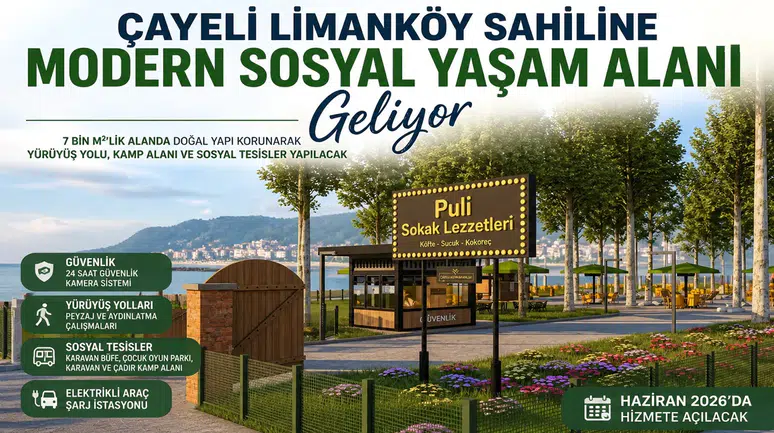 Çayeli Limanköy Sahiline Modern Sosyal Yaşam Alanı Geliyor