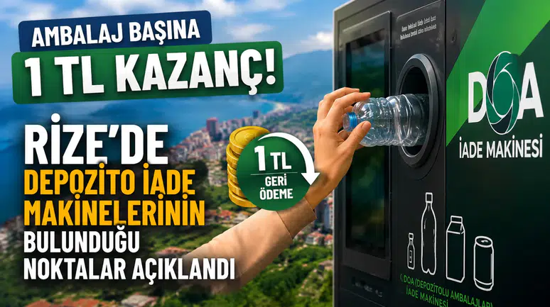 Ambalaj Başına 1 TL Kazanç! Rize'de Depozito İade Makinelerinin Bulunduğu Noktalar Açıklandı