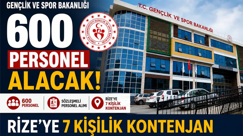 Gençlik ve Spor Bakanlığı 600 Personel Alacak: Rize'ye 7 Kişilik Kontenjan