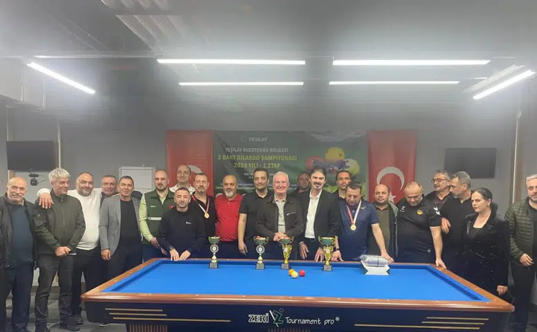 Rize’de Yeşilay 3 Bant Bilardo Şampiyonası’nda Ödüller Verildi