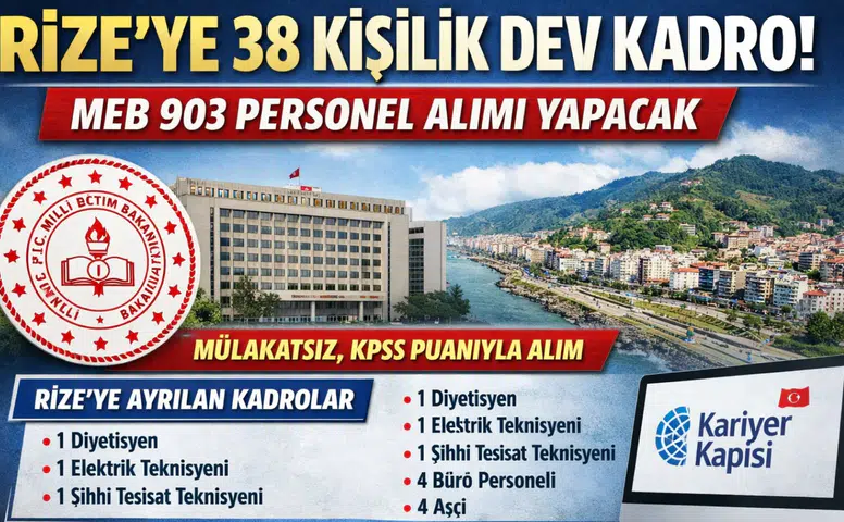 Rize’ye 38 Kişilik Kadro: MEB 903 Sözleşmeli Personel Alımı Yapacak
