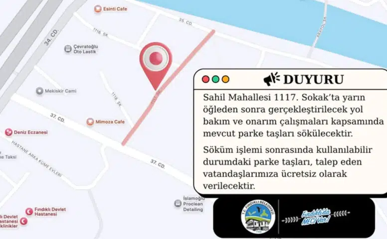 Fındıklı Belediyesi, sökülen parke taşlarını vatandaşlara ücretsiz sunacak