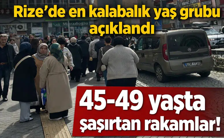 Rize'de en fazla nüfus 45-49 yaş grubunda, toplam nüfus 346 bin 947 kişi oldu