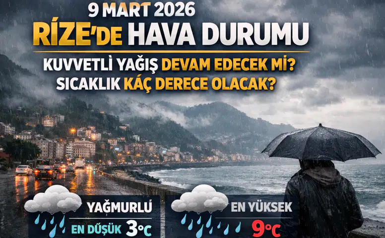 9 Mart 2026 Rize’de Hava Durumu: Kuvvetli Yağış Devam Edecek mi, Sıcaklık Kaç Derece Olacak?