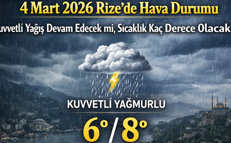 4 Mart 2026 Rize’de Hava Durumu: Kuvvetli Yağış Devam Edecek mi, Sıcaklık Kaç Derece Olacak?