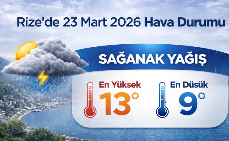 Rize’de 23 Mart 2026 Hava Durumu: Sağanak Yağış Bekleniyor, Sıcaklık 13 Dereceye Yükselecek