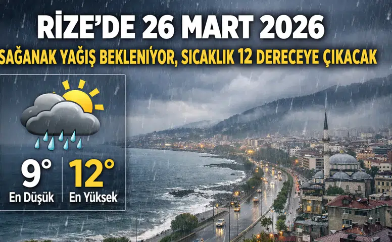 Rize’de 26 Mart 2026 Hava Durumu: Sağanak Yağış Bekleniyor, Sıcaklık 12 Dereceye Çıkacak