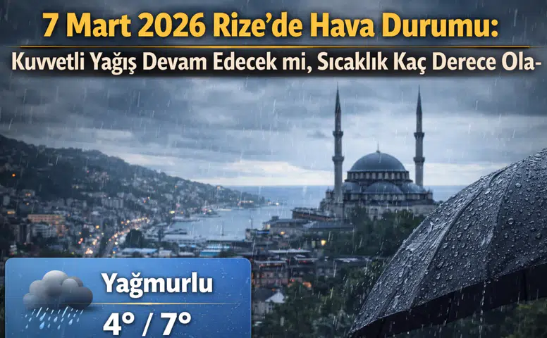 7 Mart 2026 Rize’de Hava Durumu: Kuvvetli Yağış Devam Edecek mi, Sıcaklık Kaç Derece Olacak?