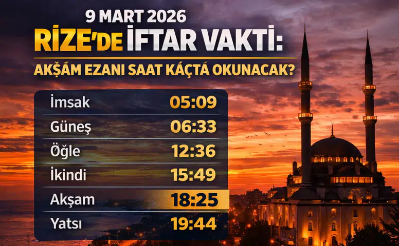 9 Mart 2026 Rize’de İftar Vakti: Akşam Ezanı Saat Kaçta Okunacak?