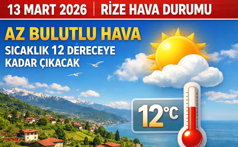 13 Mart 2026 Rize Hava Durumu: Az Bulutlu Hava, Sıcaklık 12 Dereceye Kadar Çıkacak