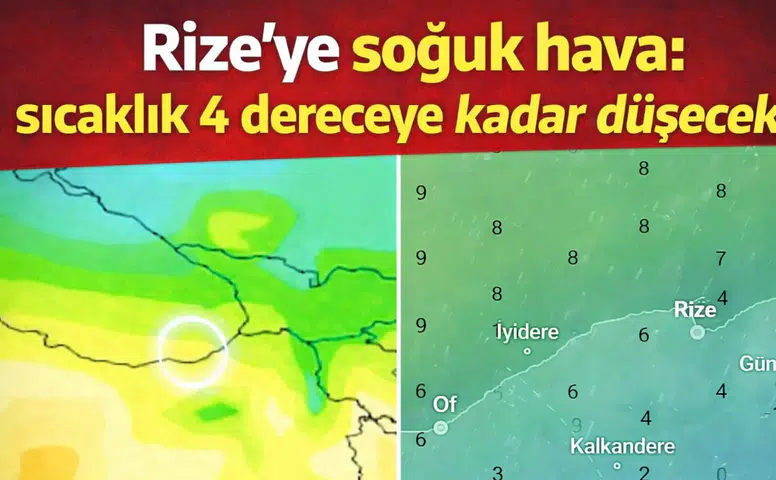 Rize’ye Soğuk Hava Uyarısı: Sıcaklık 4 Dereceye Kadar Düşecek