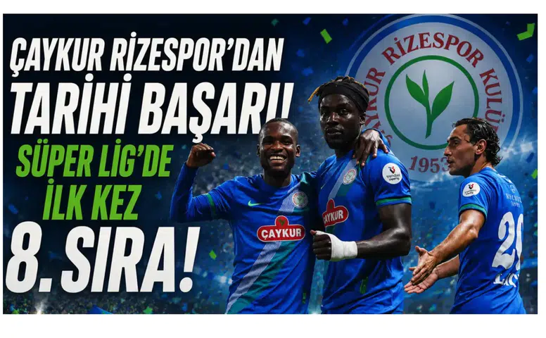 Çaykur Rizespor’dan Tarihi Başarı: Süper Lig’de İlk Kez 8. Sıra