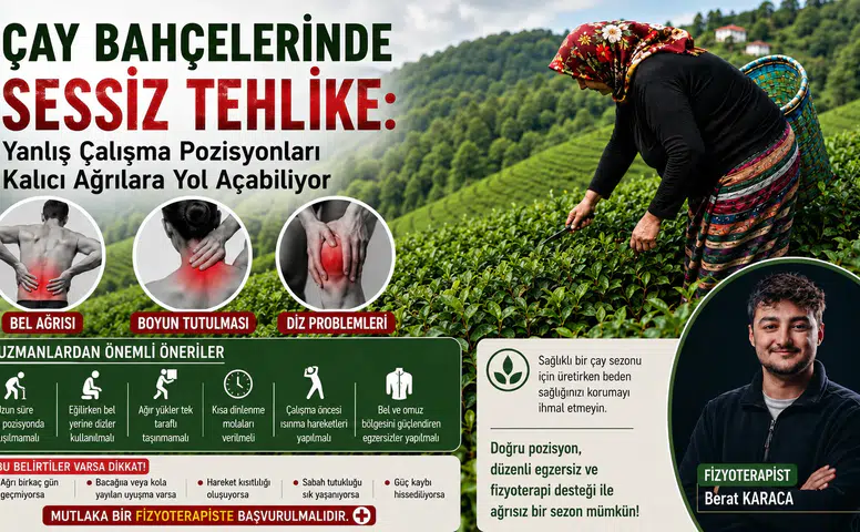 Çay Bahçelerinde Sessiz Tehlike: Yanlış Çalışma Pozisyonları Kalıcı Ağrılara Yol Açabiliyor