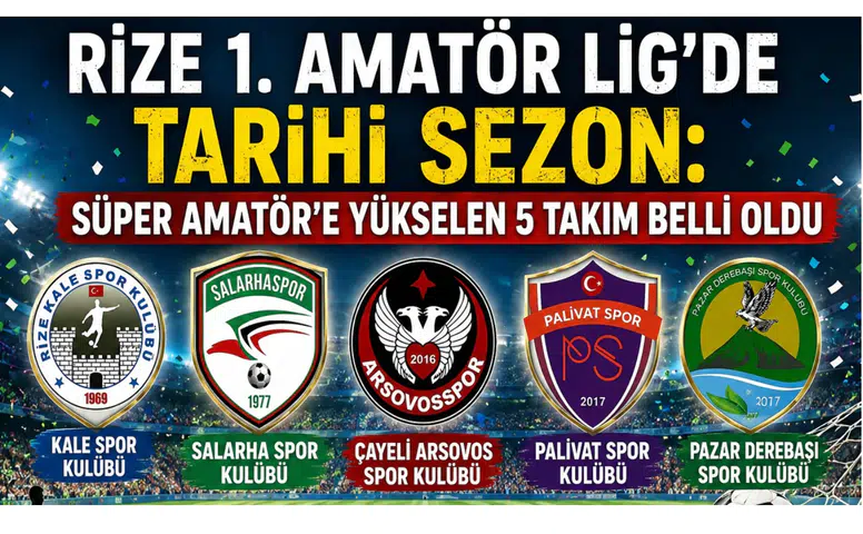 Rize 1. Amatör Lig’de Tarihi Sezon: Süper Amatör’e Yükselen 5 Takım Belli Oldu